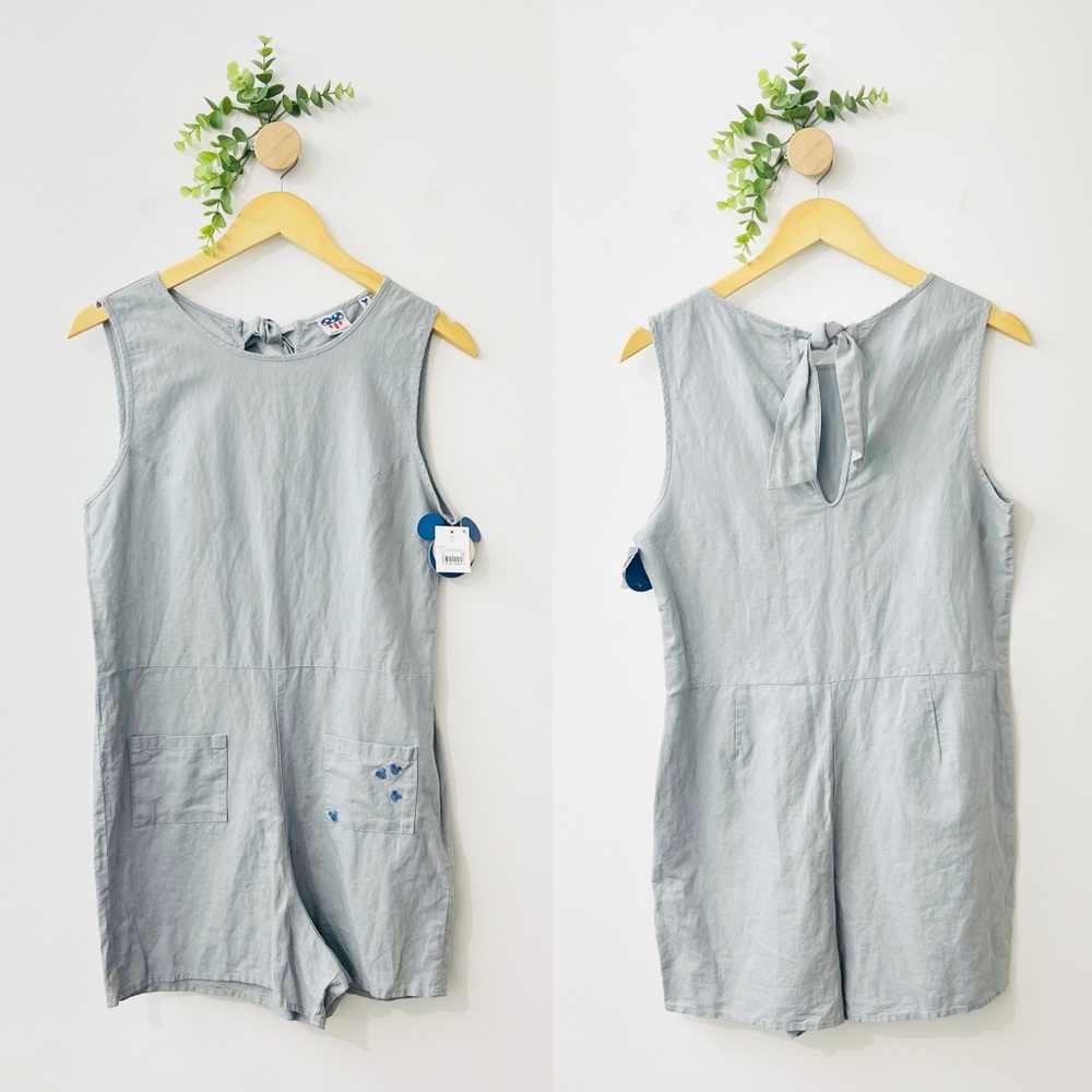 Disney X Junk Food NWT Gray Linen Blend Mickey Mouse Romper
